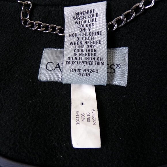 Catherine's Faux Wool Double Breasted Long Pea Coat Faux Leather Trim 1X #973 - Picture 11 of 15